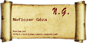 Noficzer Géza névjegykártya