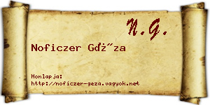 Noficzer Géza névjegykártya